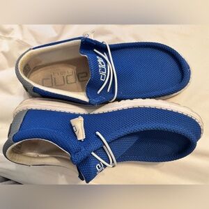 Hey Dude Men's Blue Mesh Slip-On Sneakers with White Laces